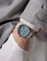 Offwhite solar chronograph leather strap watches