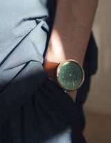 DUSTY OLIVE BROWN 40MM + NAVY LEATHER STRAP SET