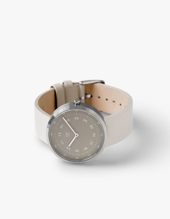 SMOKE GREEN OFFWHITE 40MM + NAVY LEATHER STRAP SET  (SILVER)