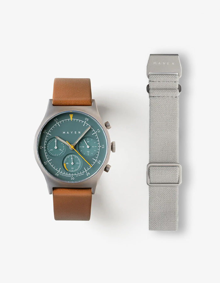 MUS SOLAR C-02 BROWN 40MM + GRAY PARACHUTE STRAP SET