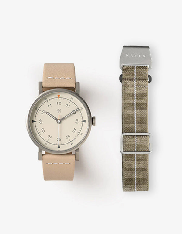MUS-01 NATURAL 34MM + KHAKI PARACHUTE STRAP SET