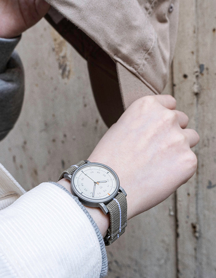 MUS-01 KHAKI P 34MM + ORANGE PARACHUTE STRAP SET