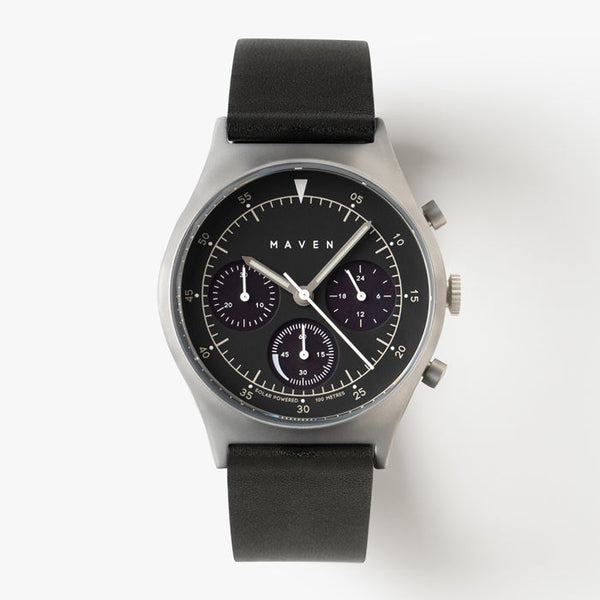 MUS SOLAR C-03 BLACK | Solar Chronograph Watches | Maven Watches