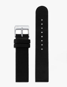 20mm Black Leather Strap (Silver)