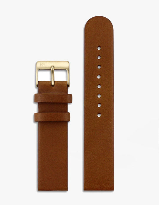 12mm Brown Leather Strap (Gold)