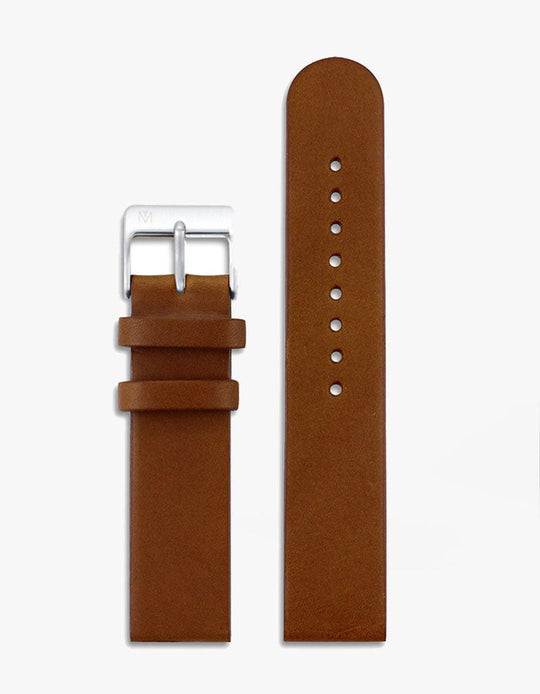 20mm Brown Leather Strap (Silver)